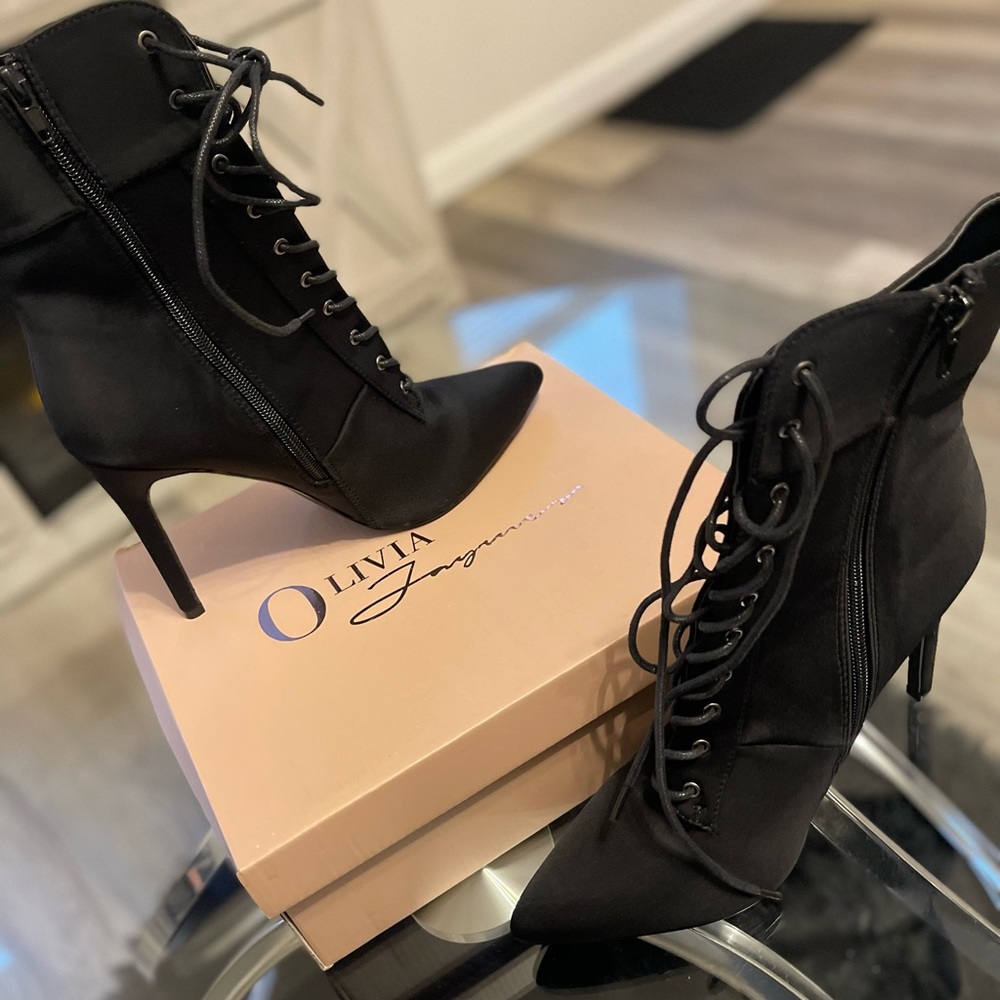 Olivia Ferguson Black Booted Heels